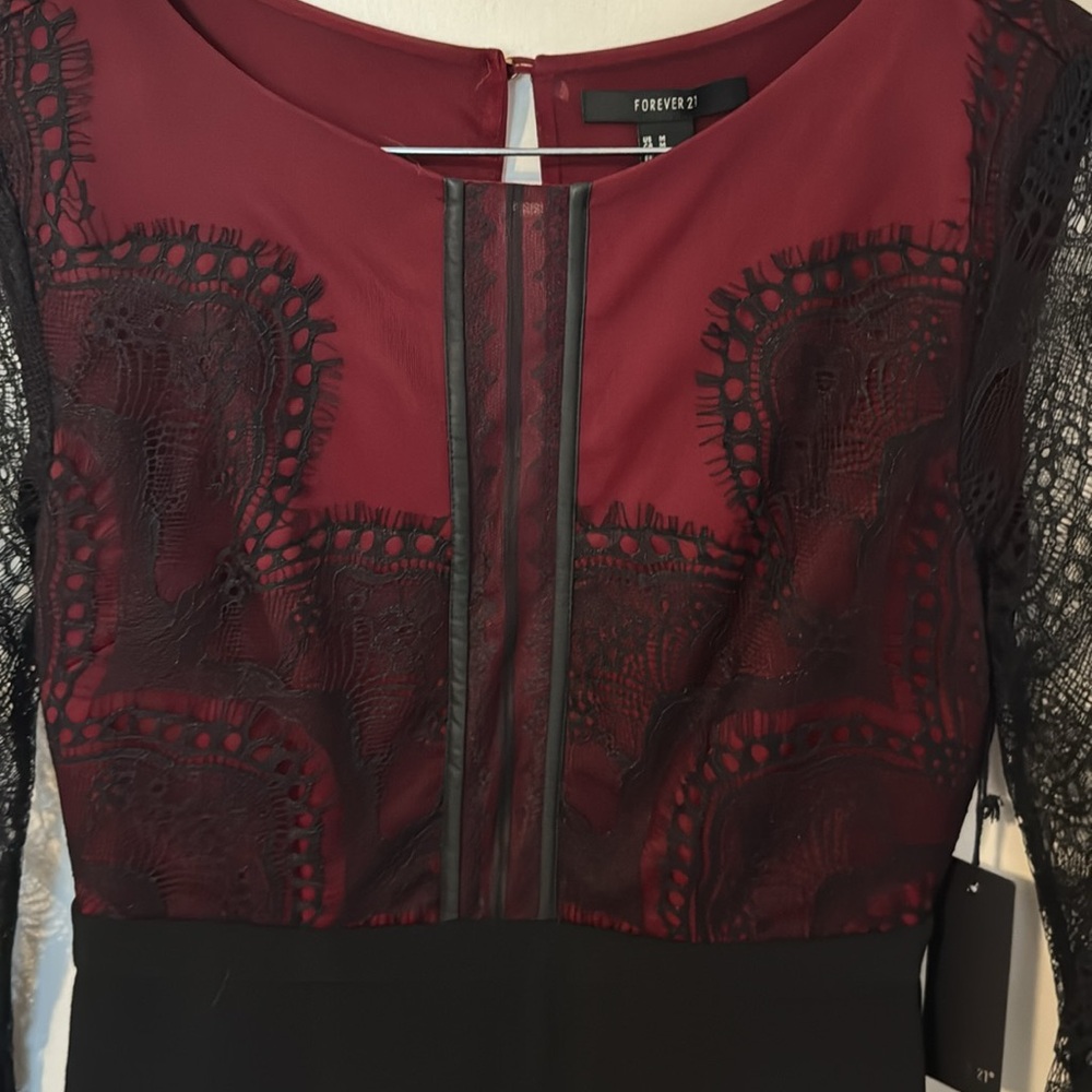 Forever 21 Red, Black Lace Cocktail Dress